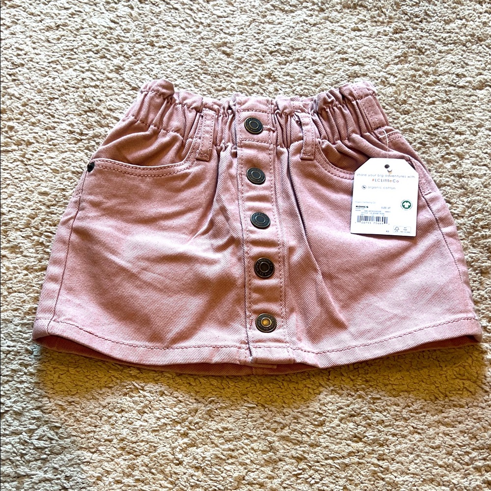 Little Co 3T Pink Button-Front Skirt